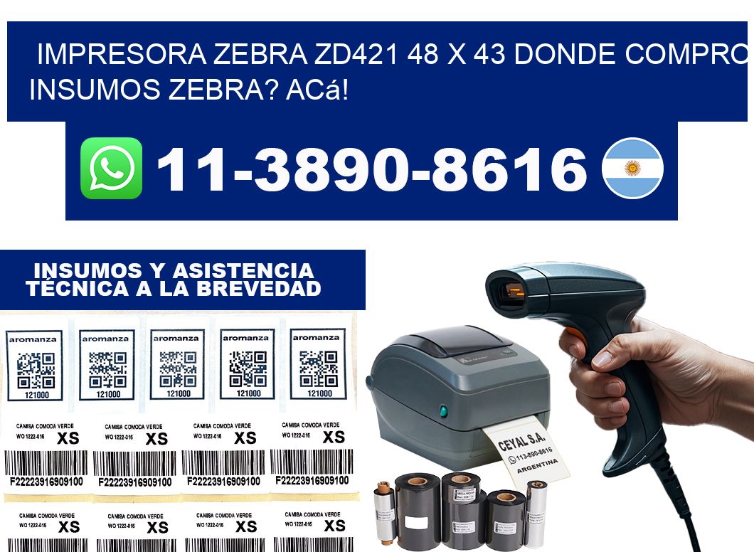 impresora zebra zd421 48 x 43 Donde compro insumos zebra? Acá!