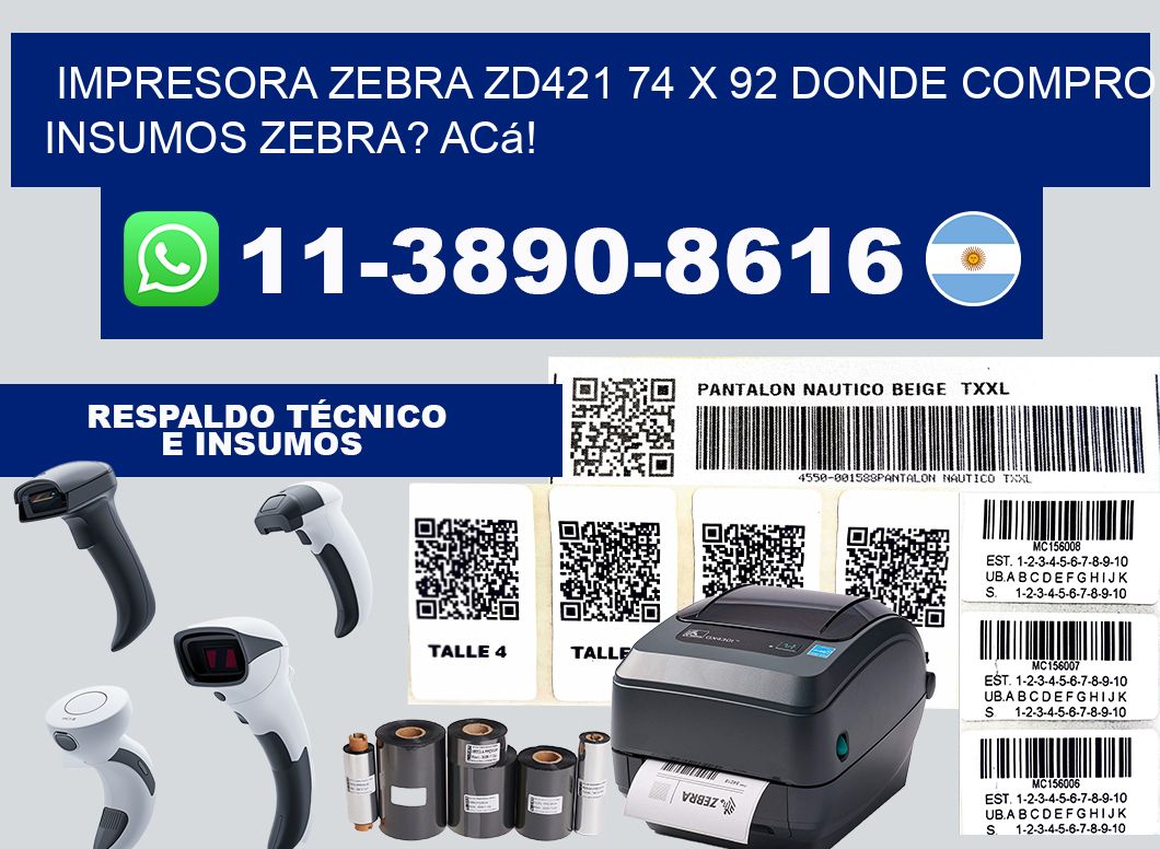 impresora zebra zd421 74 x 92 Donde compro insumos zebra? Acá!