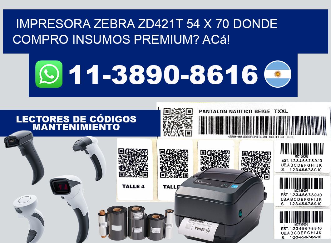 impresora zebra zd421t 54 x 70 Donde compro insumos premium? Acá!