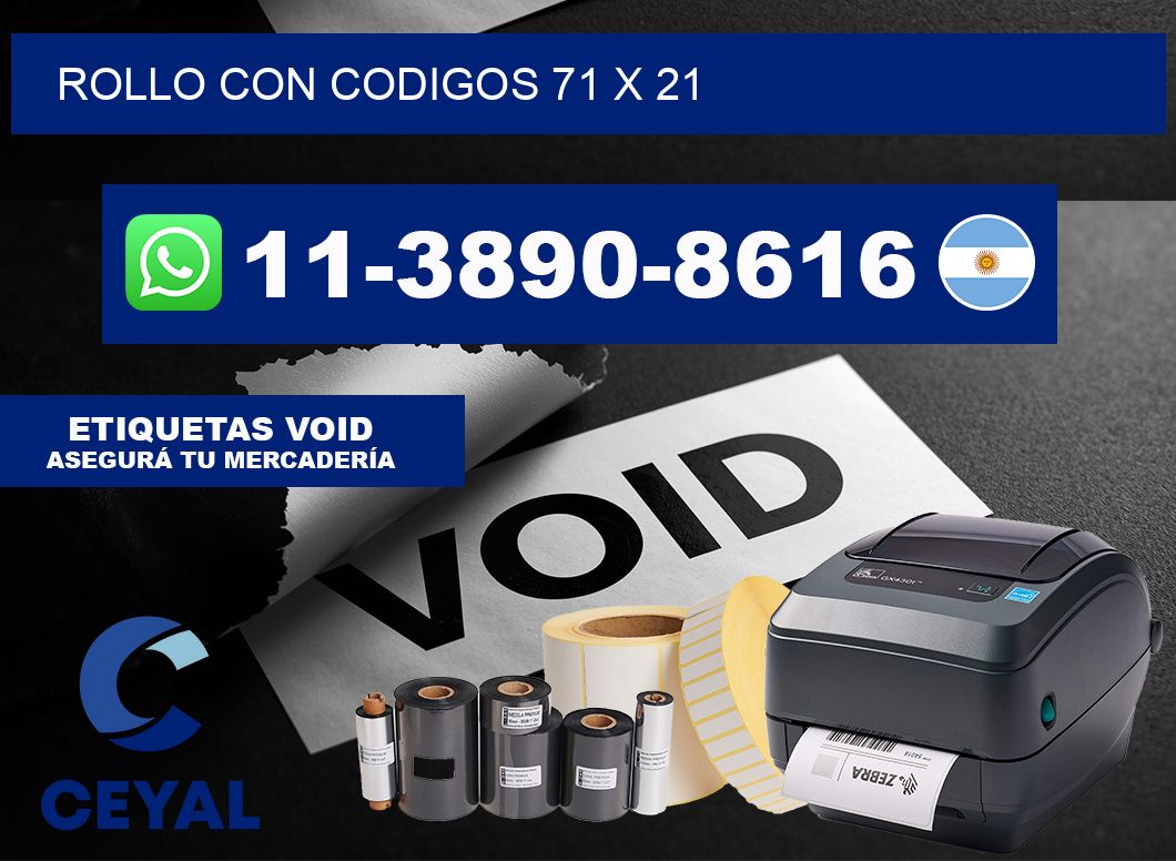 rollo con codigos 71 x 21
