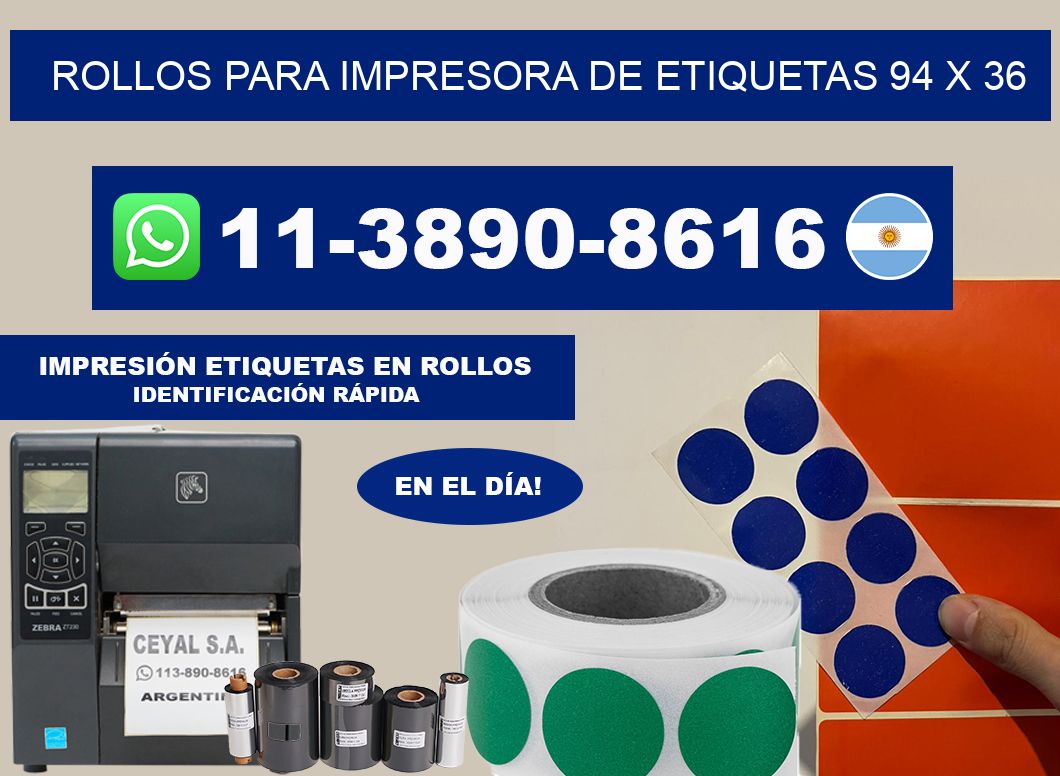 rollos para impresora de etiquetas 94 x 36