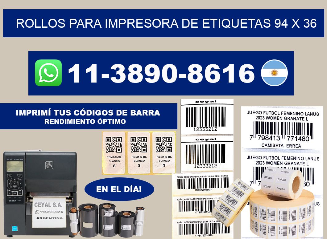 rollos para impresora de etiquetas 94 x 36