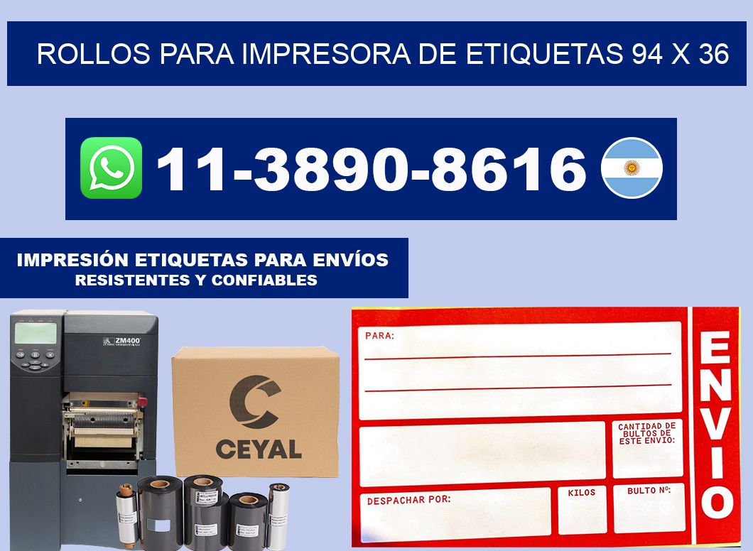 rollos para impresora de etiquetas 94 x 36