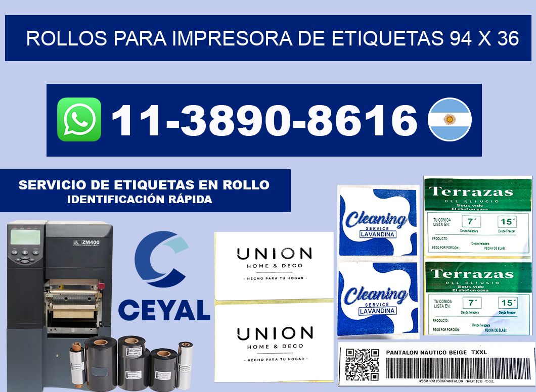 rollos para impresora de etiquetas 94 x 36