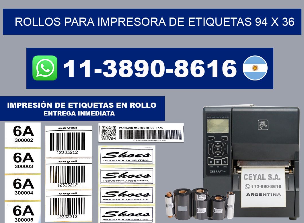 rollos para impresora de etiquetas 94 x 36