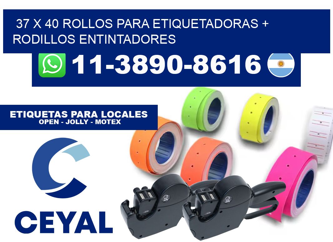 37 x 40 rollos para etiquetadoras + rodillos entintadores