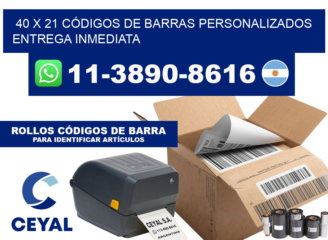 40 x 21 CÓDIGOS DE BARRAS PERSONALIZADOS ENTREGA INMEDIATA