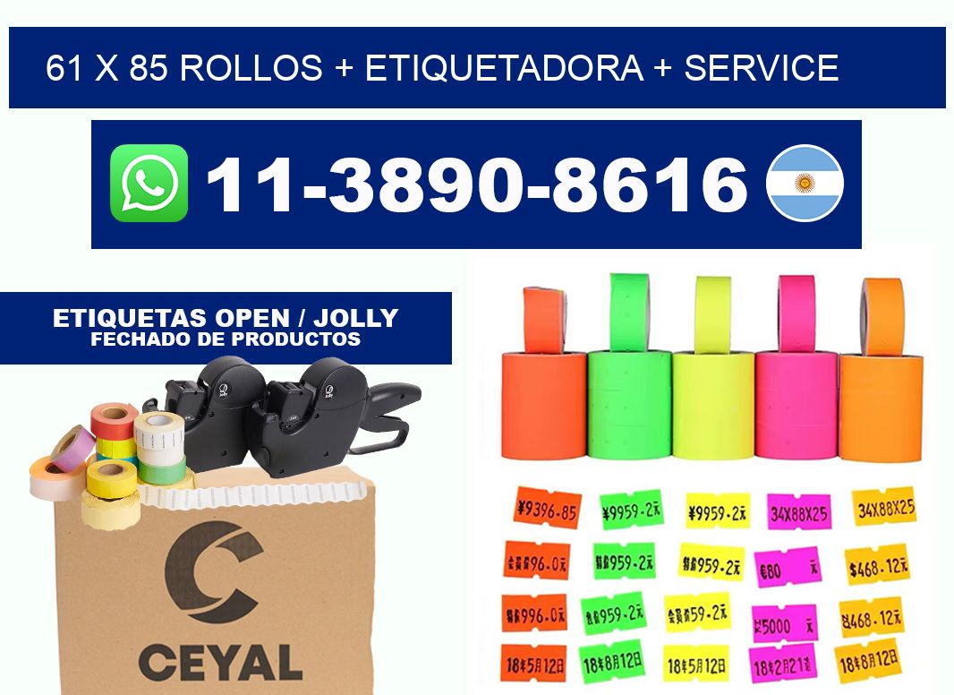 61 x 85 rollos + etiquetadora + service