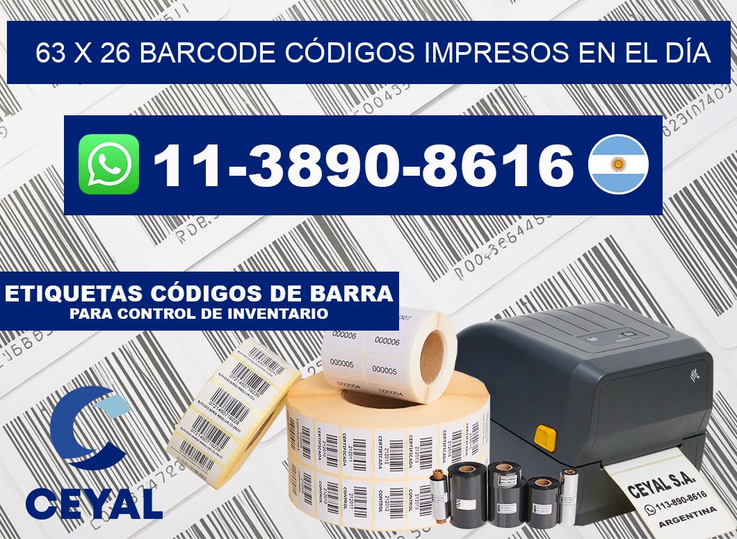63 x 26 BARCODE CÓDIGOS IMPRESOS EN EL DÍA