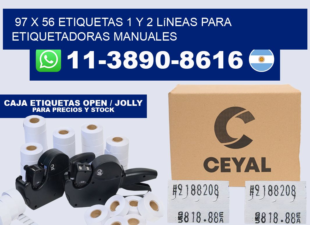 97 x 56 Etiquetas 1 y 2 líneas para etiquetadoras manuales