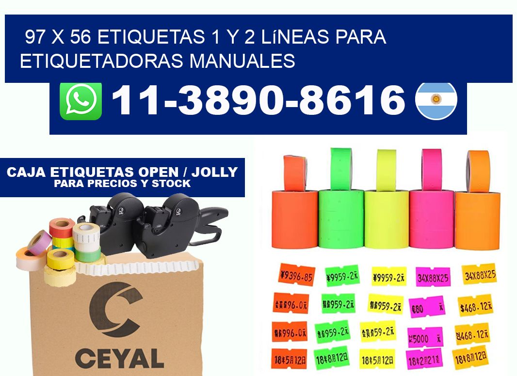 97 x 56 Etiquetas 1 y 2 líneas para etiquetadoras manuales