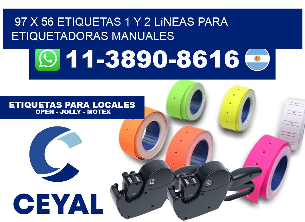 97 x 56 Etiquetas 1 y 2 líneas para etiquetadoras manuales