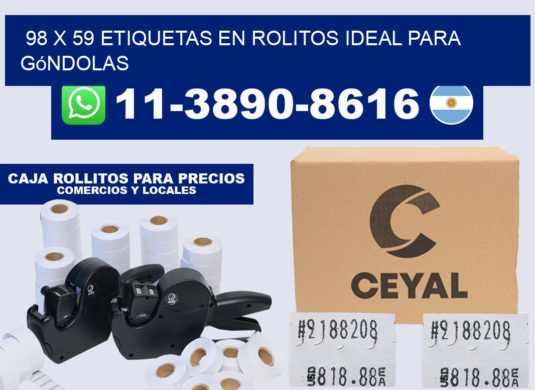98 x 59 etiquetas en rolitos ideal para góndolas