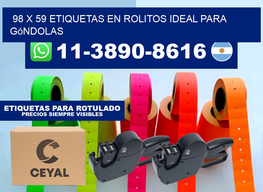 98 x 59 etiquetas en rolitos ideal para góndolas