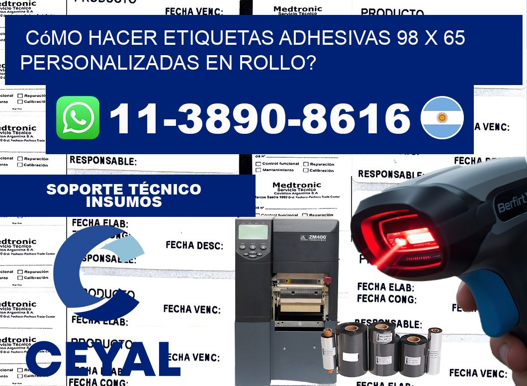 Cómo hacer etiquetas adhesivas 98 x 65 personalizadas en rollo?