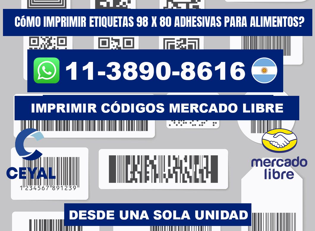 Cómo imprimir etiquetas 98 x 80 adhesivas para alimentos?