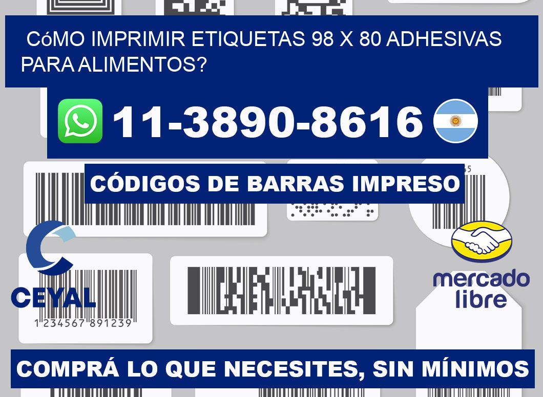 Cómo imprimir etiquetas 98 x 80 adhesivas para alimentos?