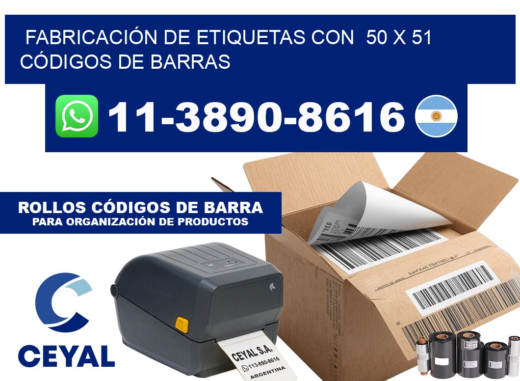 FABRICACIÓN DE ETIQUETAS CON  50 x 51 CÓDIGOS DE BARRAS