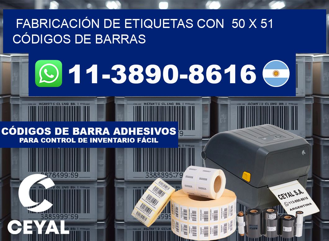 FABRICACIÓN DE ETIQUETAS CON  50 x 51 CÓDIGOS DE BARRAS