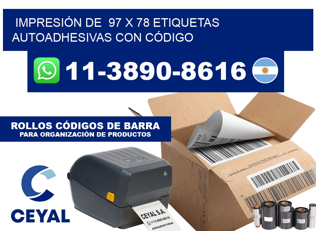 IMPRESIÓN DE  97 x 78 ETIQUETAS AUTOADHESIVAS CON CÓDIGO