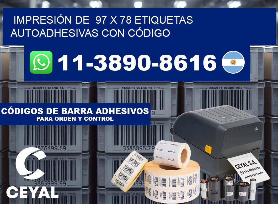 IMPRESIÓN DE  97 x 78 ETIQUETAS AUTOADHESIVAS CON CÓDIGO