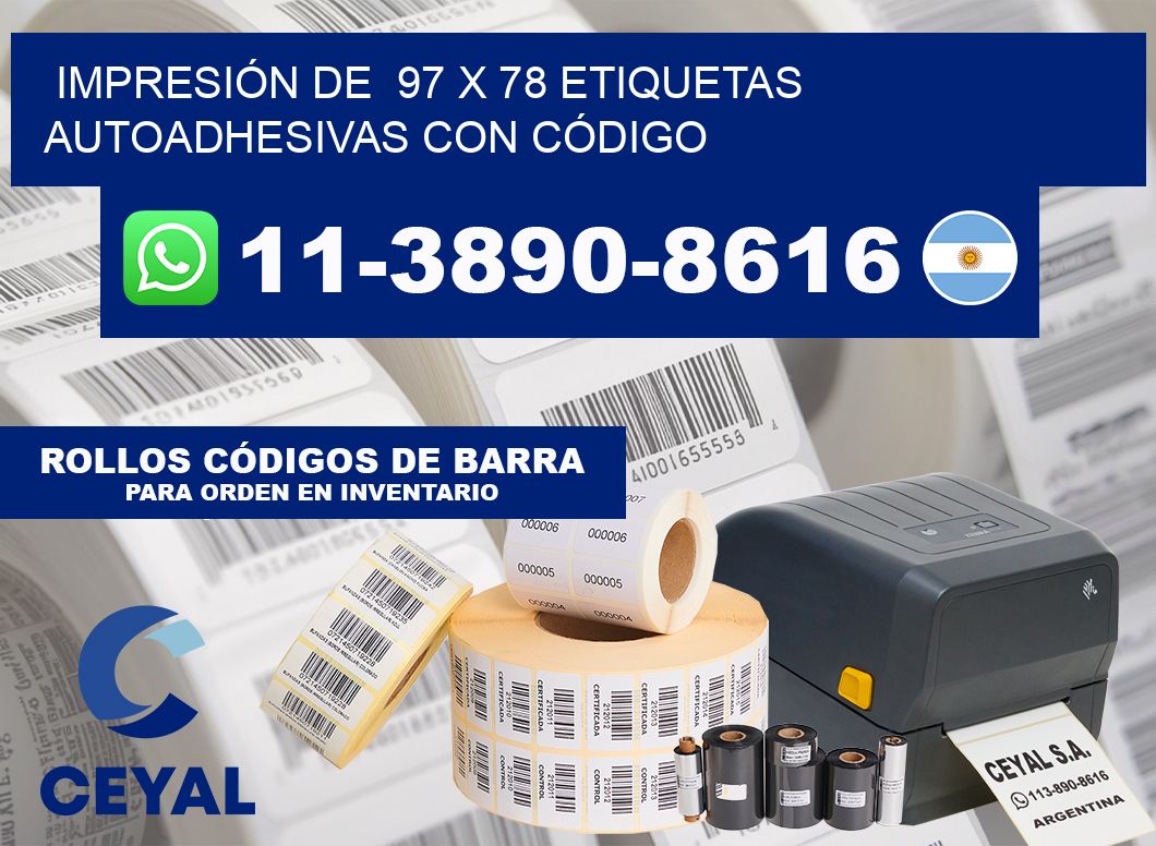 IMPRESIÓN DE  97 x 78 ETIQUETAS AUTOADHESIVAS CON CÓDIGO