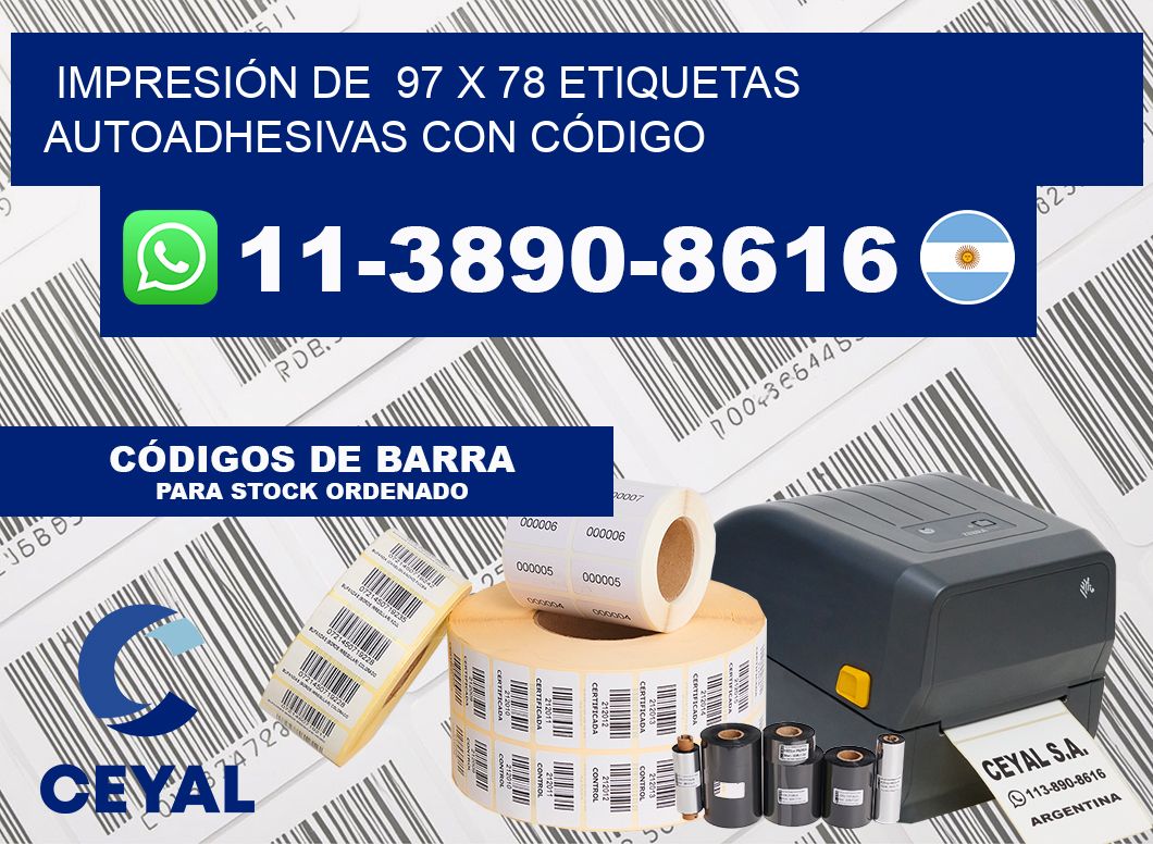 IMPRESIÓN DE  97 x 78 ETIQUETAS AUTOADHESIVAS CON CÓDIGO