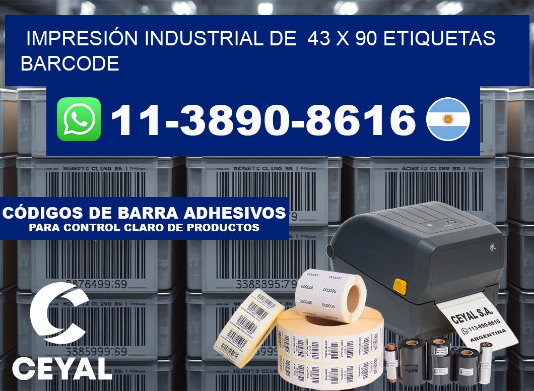 IMPRESIÓN INDUSTRIAL DE  43 x 90 ETIQUETAS BARCODE