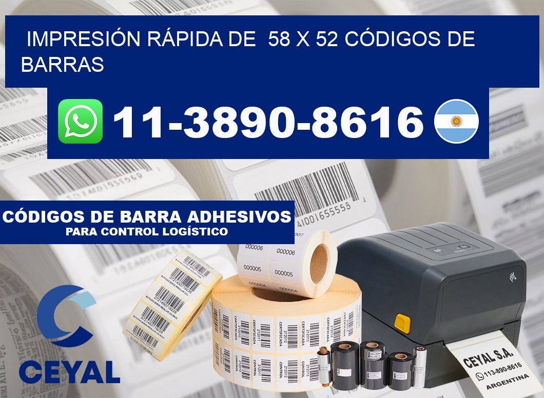 IMPRESIÓN RÁPIDA DE  58 x 52 CÓDIGOS DE BARRAS