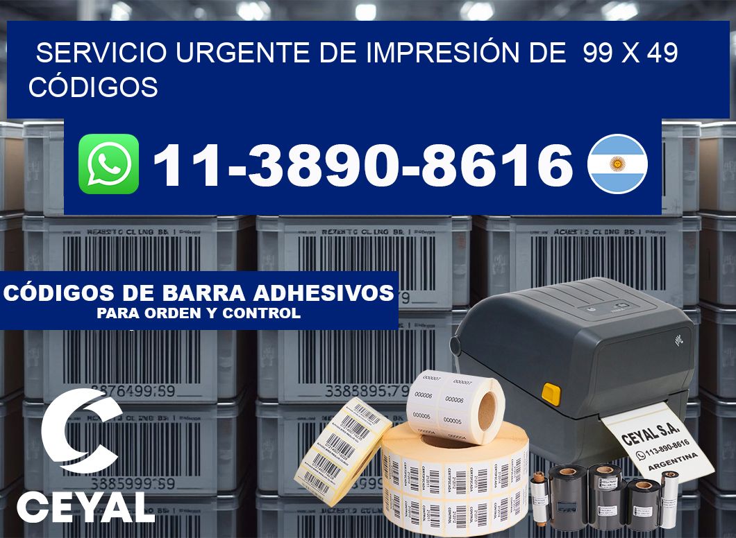 SERVICIO URGENTE DE IMPRESIÓN DE  99 x 49 CÓDIGOS