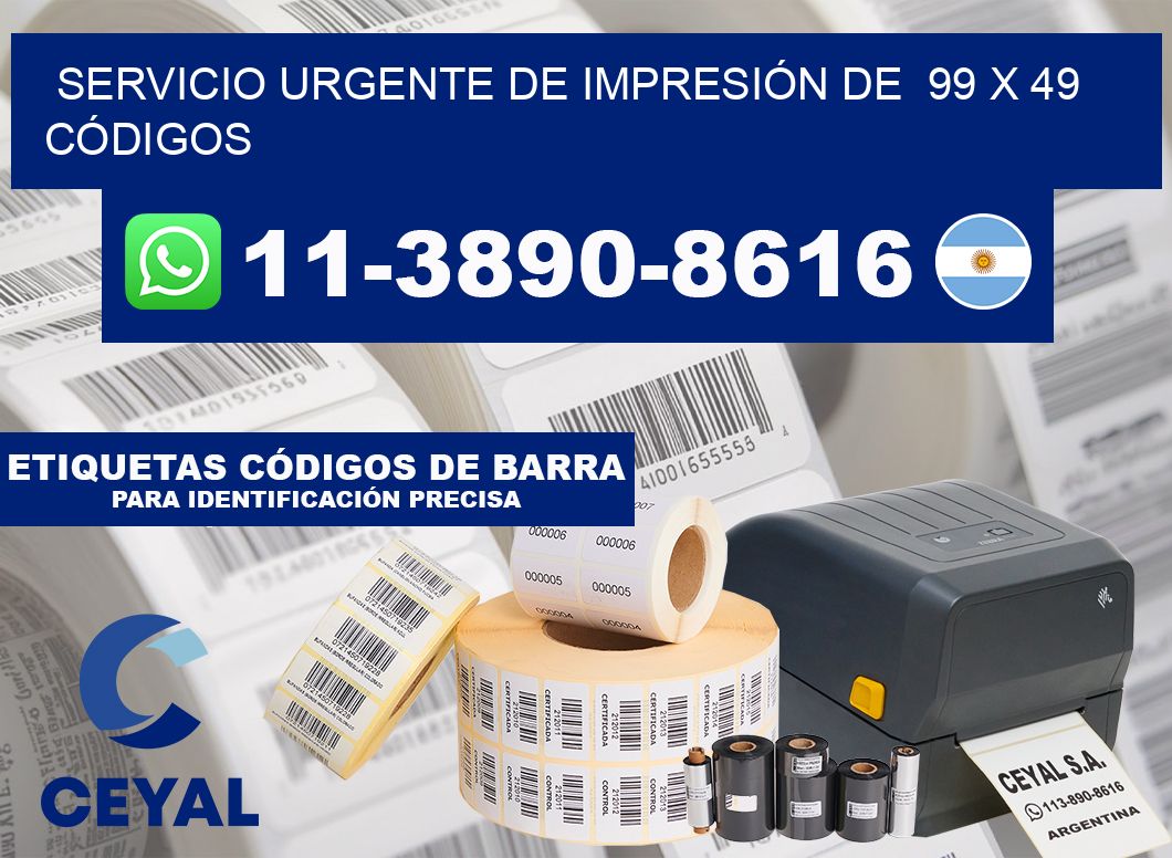 SERVICIO URGENTE DE IMPRESIÓN DE  99 x 49 CÓDIGOS