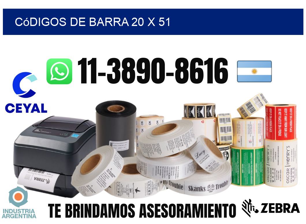 códigos de barra 20 x 51