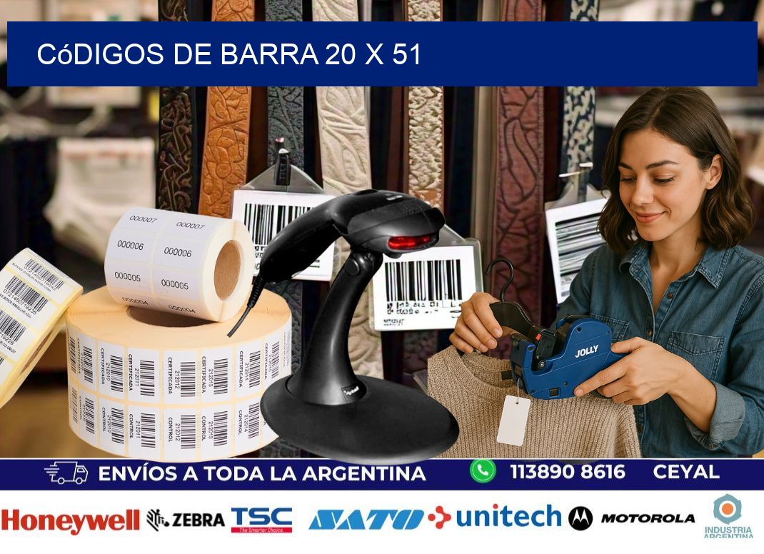 códigos de barra 20 x 51