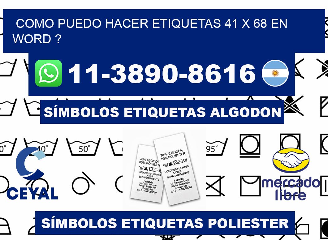 como puedo hacer etiquetas 41 x 68 en word ?