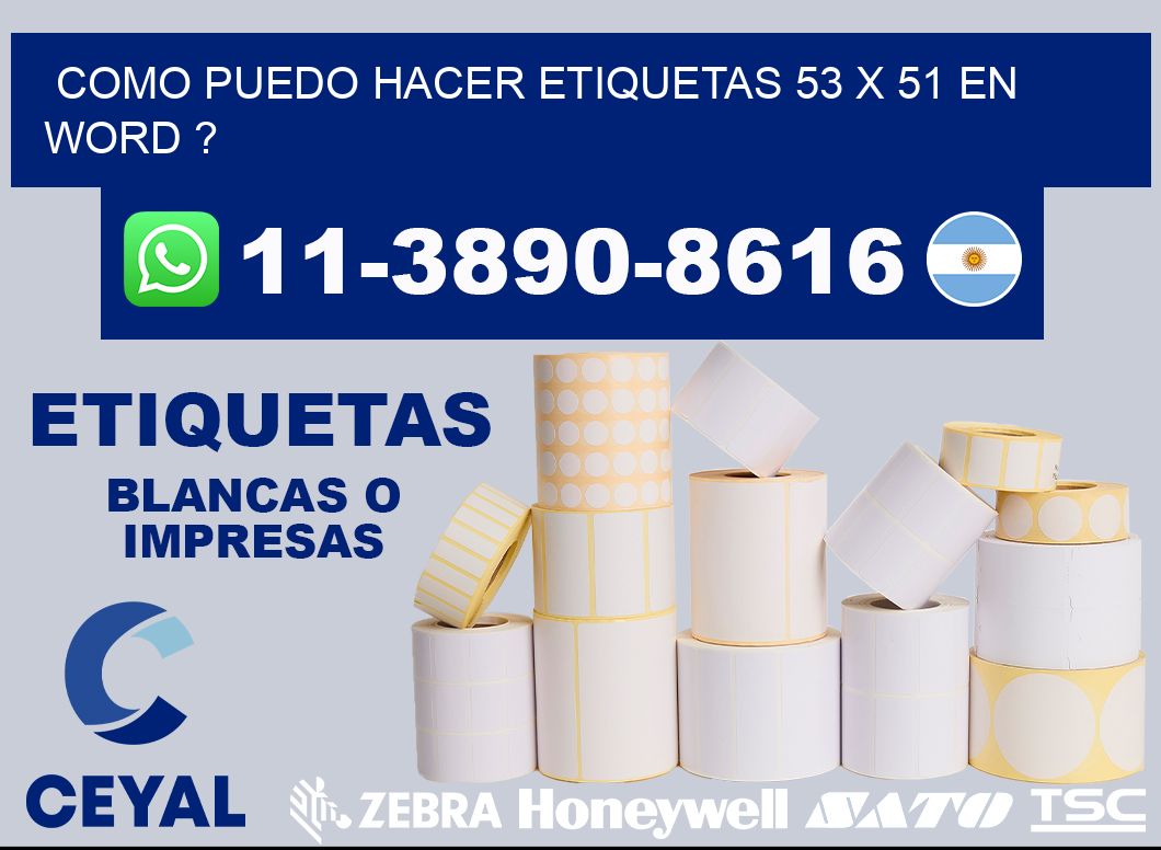 como puedo hacer etiquetas 53 x 51 en word ?