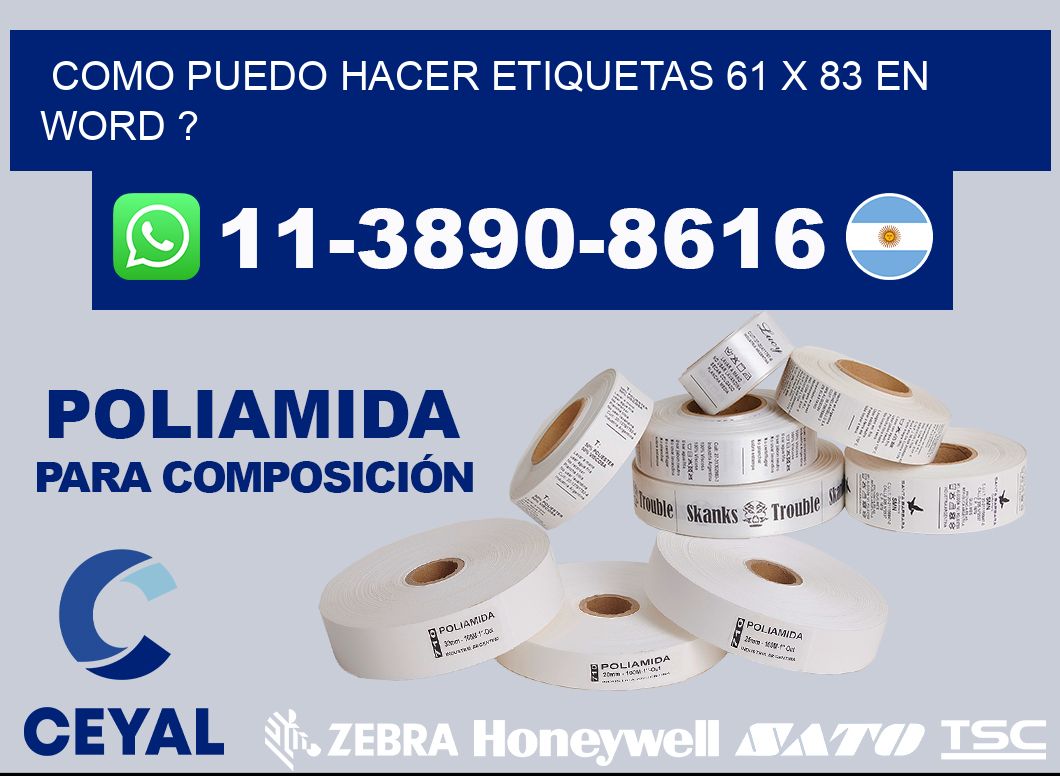 como puedo hacer etiquetas 61 x 83 en word ?