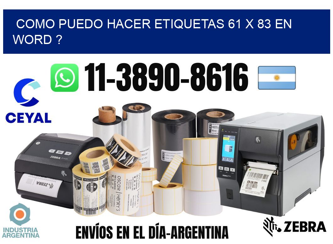 como puedo hacer etiquetas 61 x 83 en word ?