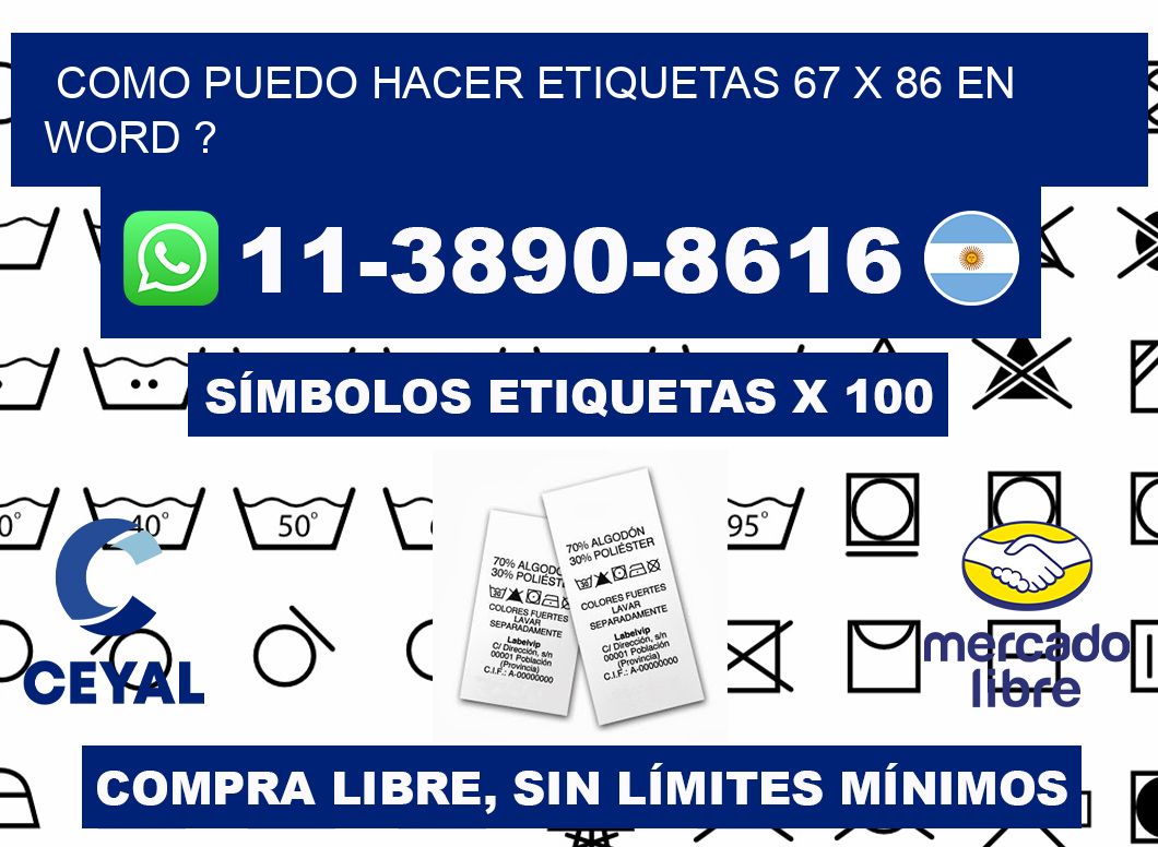 como puedo hacer etiquetas 67 x 86 en word ?