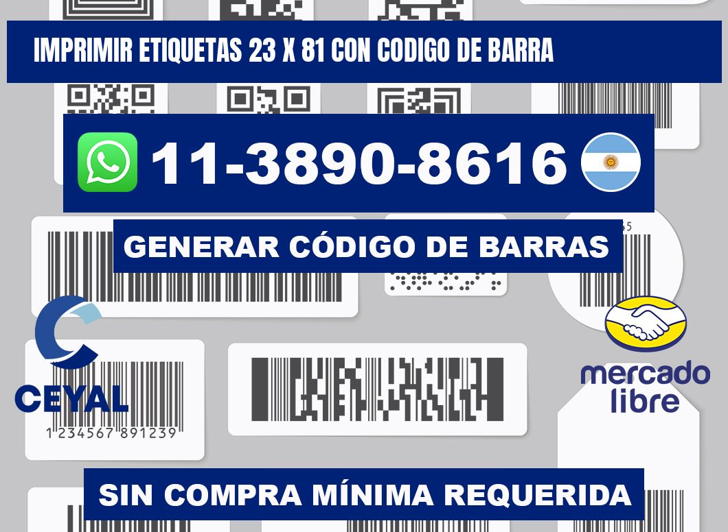 imprimir etiquetas 23 x 81 con codigo de barra