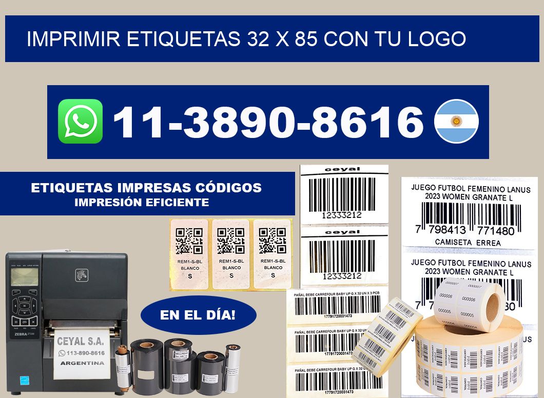 imprimir etiquetas 32 x 85 con tu logo