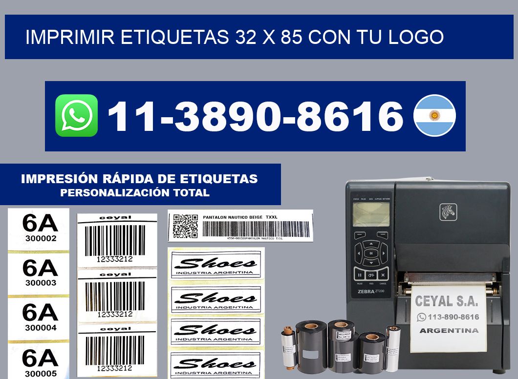 imprimir etiquetas 32 x 85 con tu logo