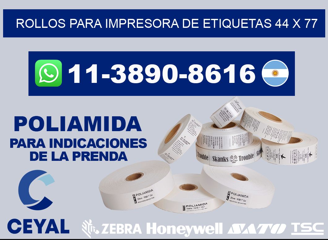 rollos para impresora de etiquetas 44 x 77