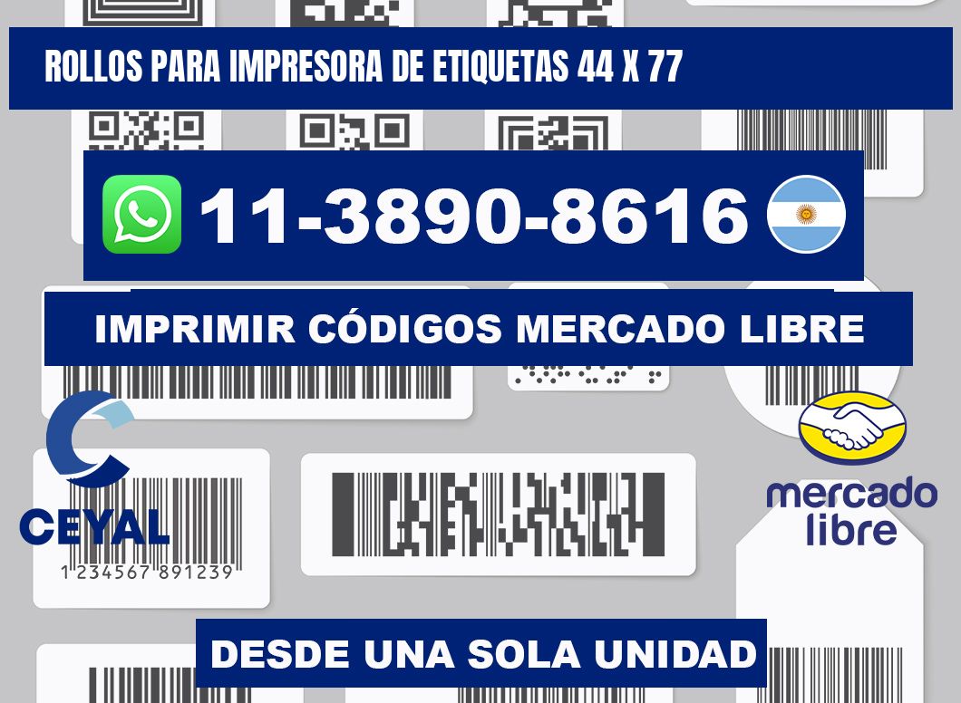 rollos para impresora de etiquetas 44 x 77