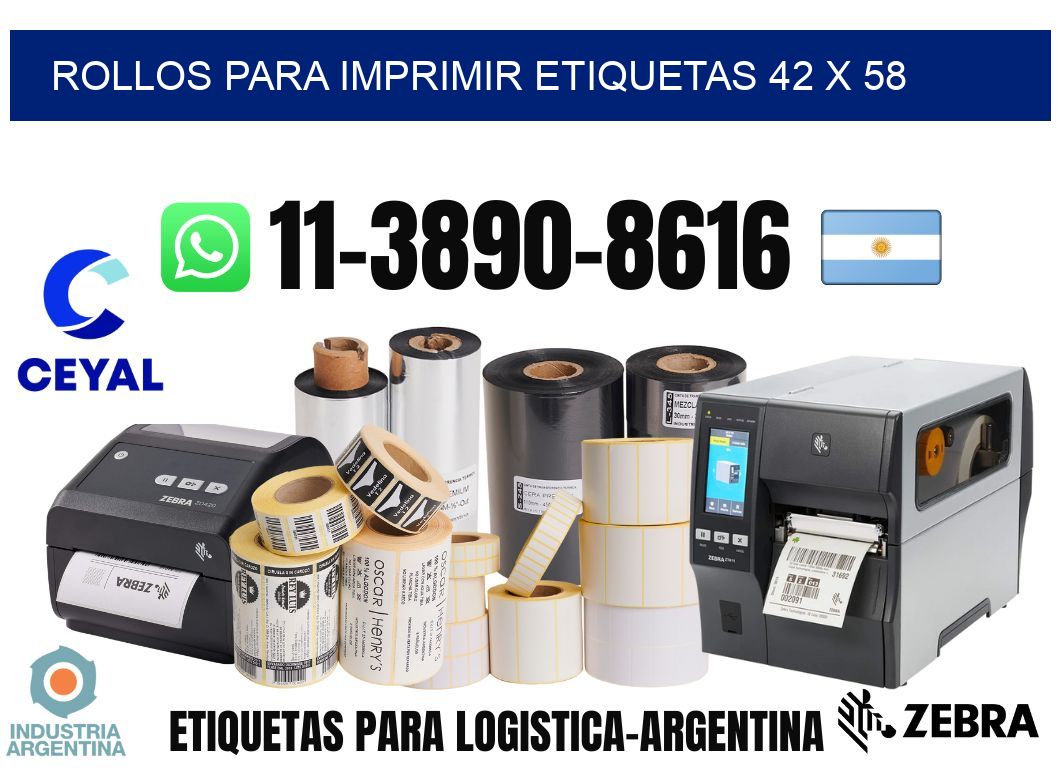 rollos para imprimir etiquetas 42 x 58
