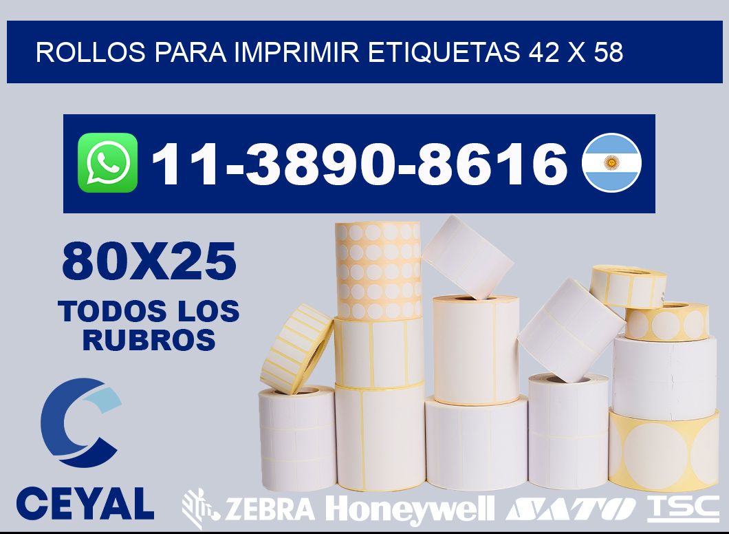rollos para imprimir etiquetas 42 x 58