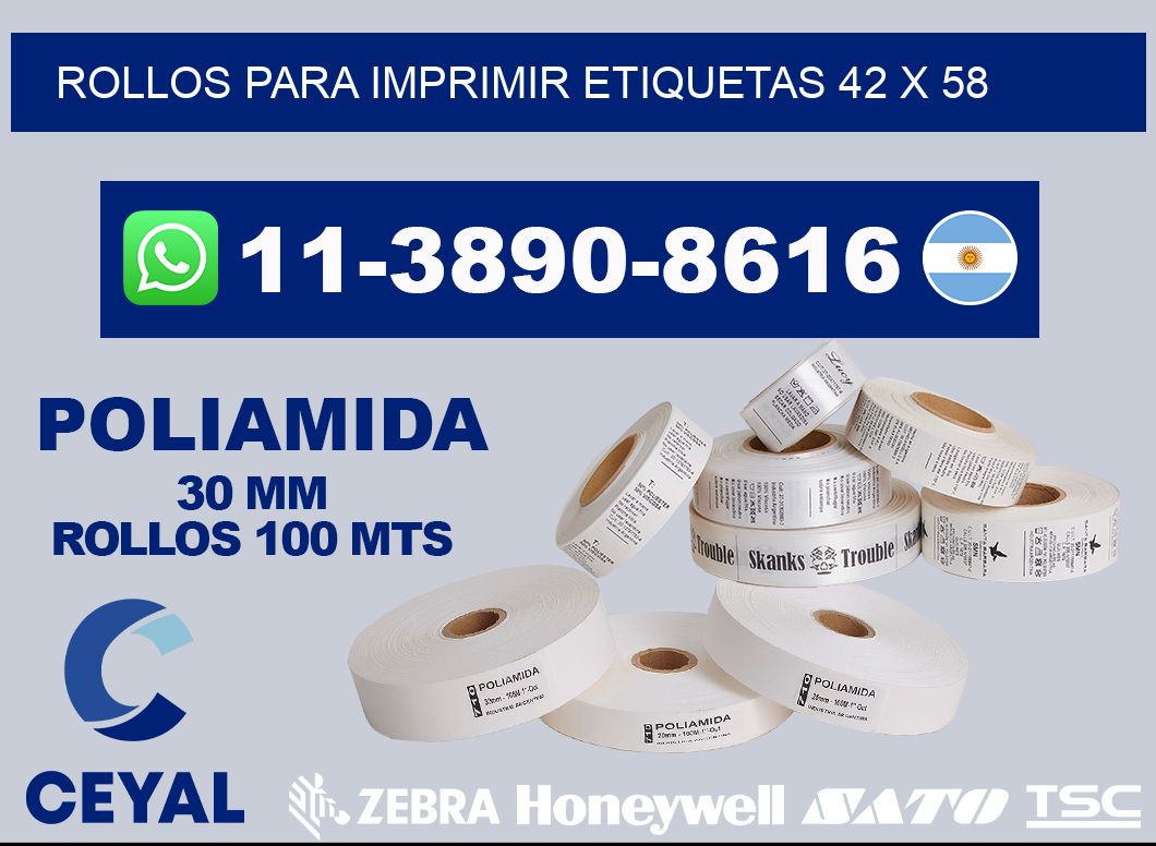 rollos para imprimir etiquetas 42 x 58