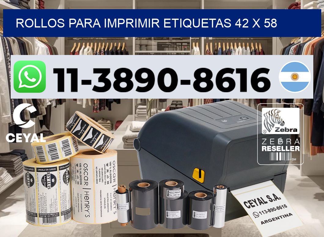 rollos para imprimir etiquetas 42 x 58