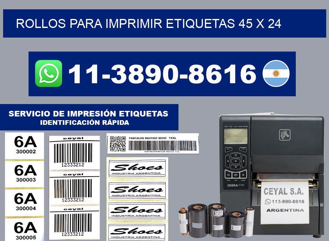 rollos para imprimir etiquetas 45 x 24