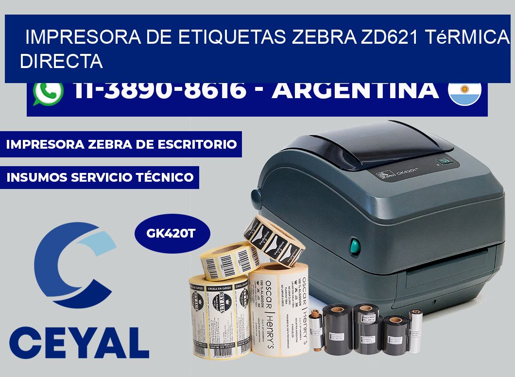 impresora de etiquetas zebra ZD621 térmica directa
