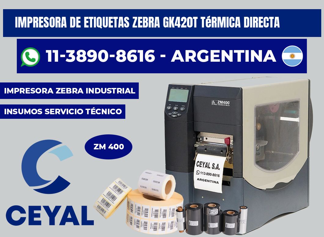 impresora de etiquetas zebra gk420t térmica directa